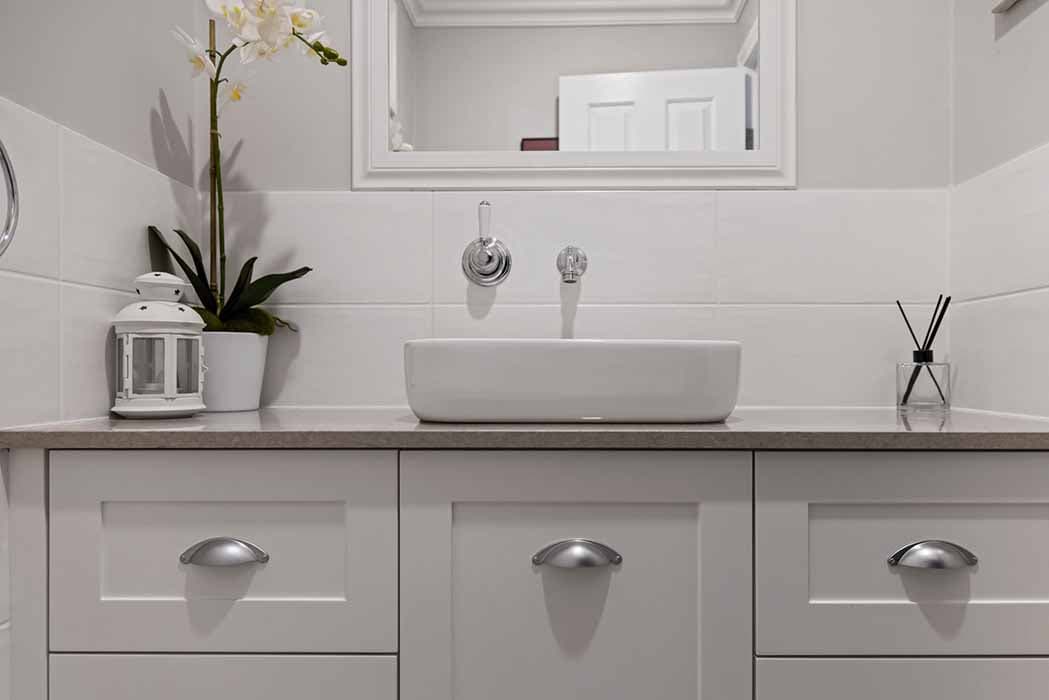 Modern bathroom renovation in Canberra, Australia with sleek finishes and stylish fixtures.